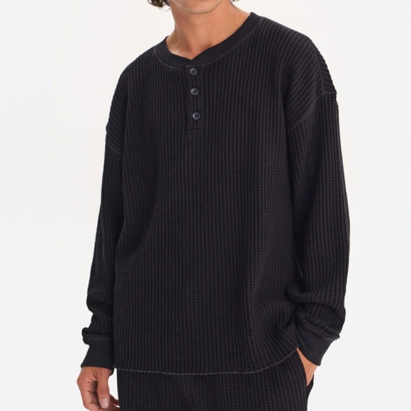 Mate the Label Men's Organic Waffle Henley - Picture 1 of 9